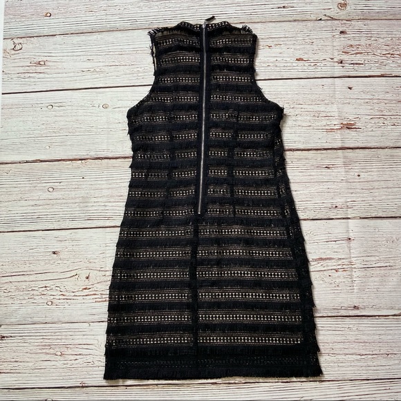 J Crew Black Crochet Fringe Sleeveless Shift Dress Sz 2 - Picture 11 of 15
